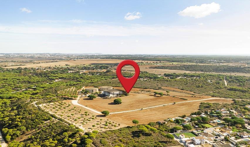 Rural investment project marked by a red pin, highlighting EB5 opportunities in rural targeted employment areas.