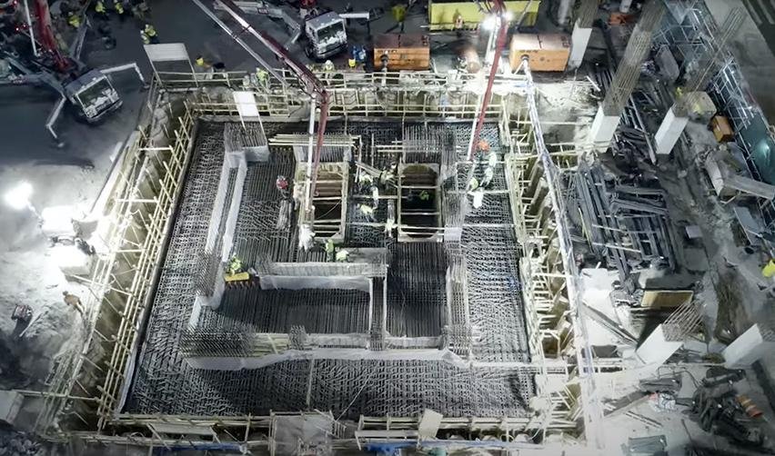 Aerial view of a construction site